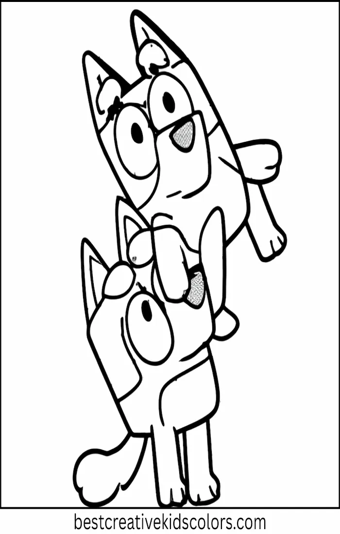 Bluey Coloring Pages – Bandit Lifts Bluey Up High