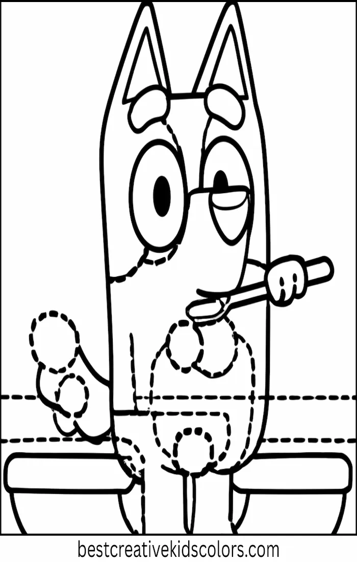 Bluey Coloring Pages – Bingo Brushes Teeth