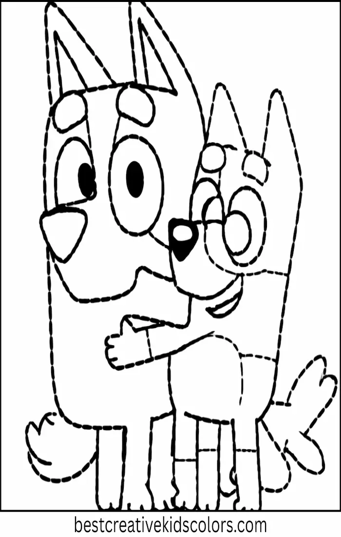 Bluey Coloring Pages – Chilli Gives Bluey a Hug