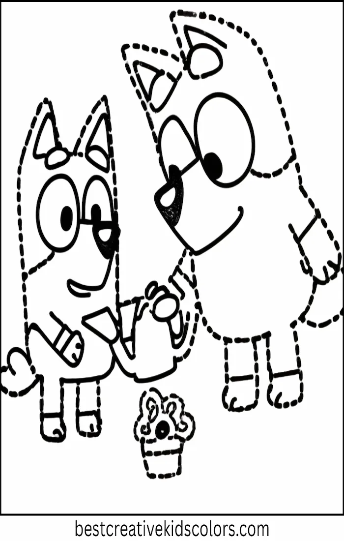 Bluey Coloring Pages – Chilli Waters the Plants