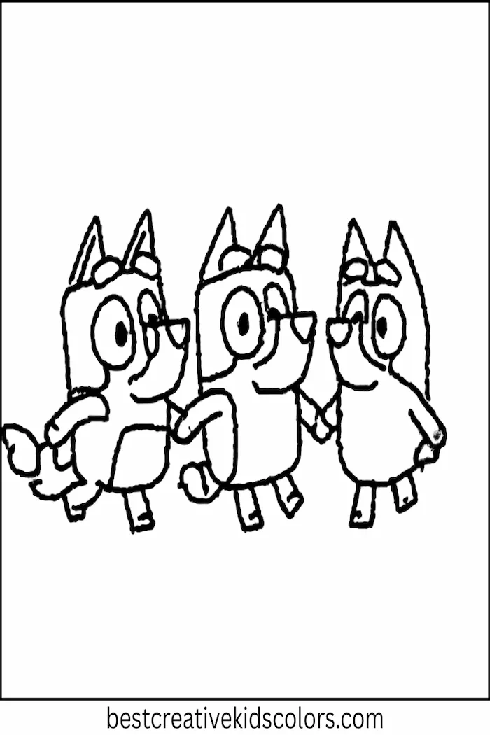 Bluey Coloring Pages – Family Walking Together