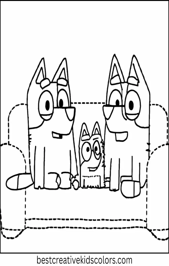 Bluey Coloring Pages – Family Watching TV Together