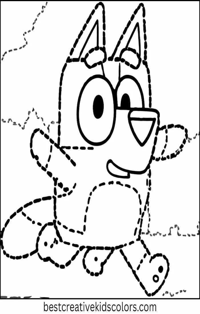 Bluey Dances in Yard – Easy Coloring