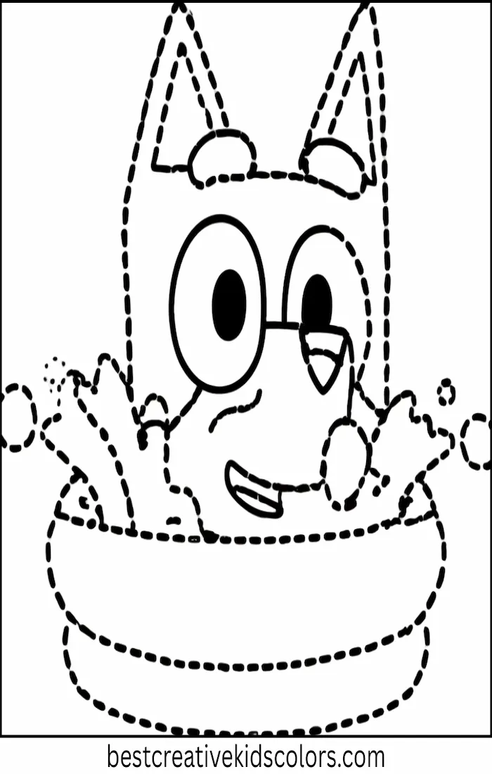 Bluey Enjoys Summer Pool Day – Easy Coloring
