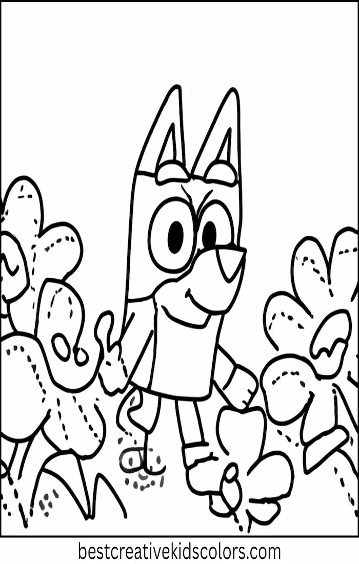 Bluey Explores Flower Garden – Coloring Fun