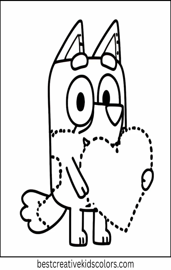 Bluey Gives Valentine Card – Easy Coloring