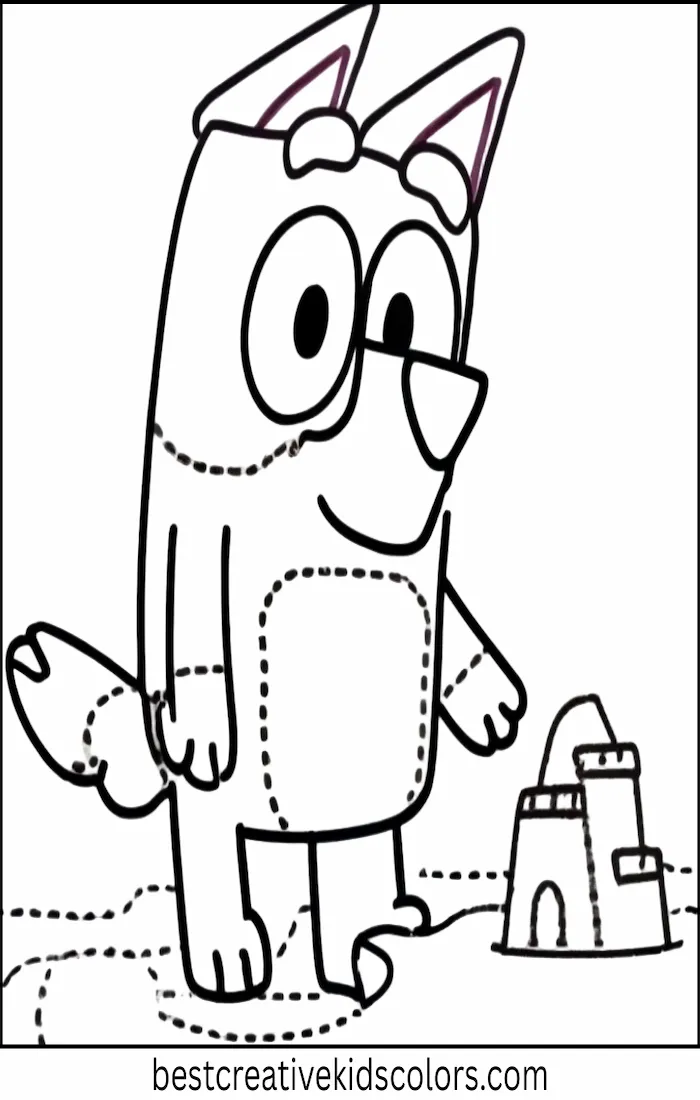Bluey Makes Sandcastle – Easy Coloring