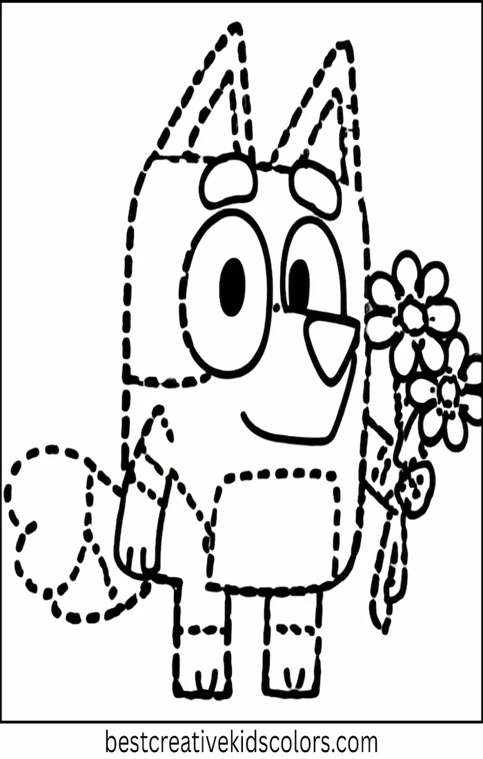 Bluey Picks Wildflowers – Kids Coloring Outline