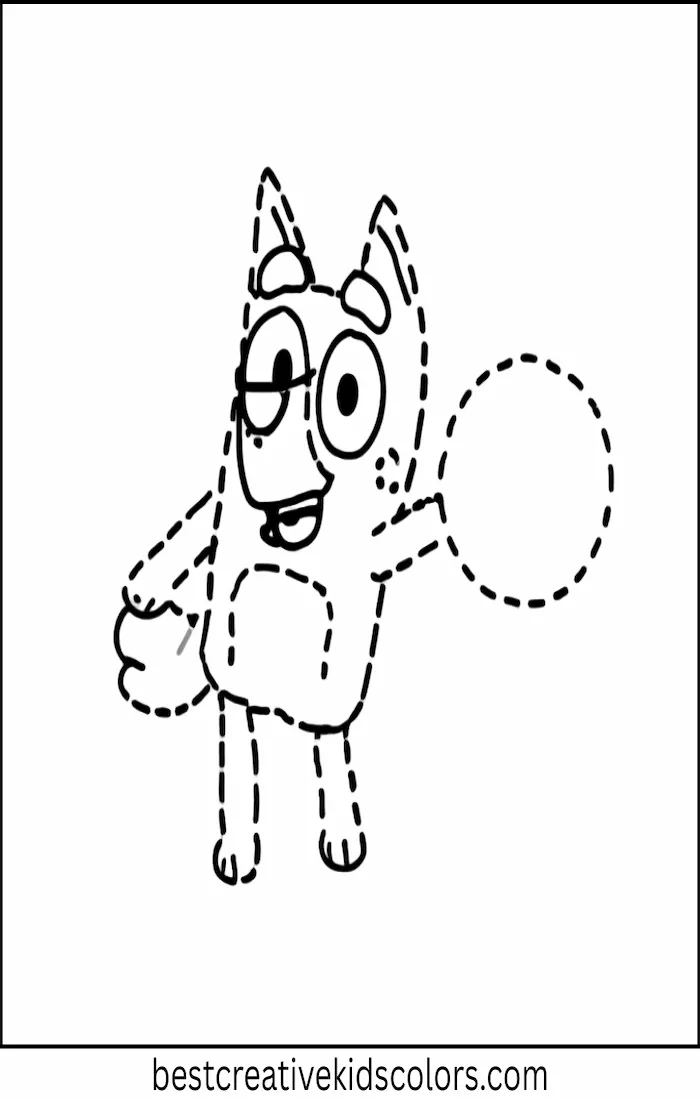 Bluey Plays in Snow on Winter Day – Kids Coloring Outline