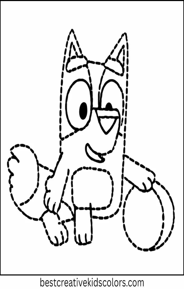 Bluey Plays with Ball – Kids Coloring Outline