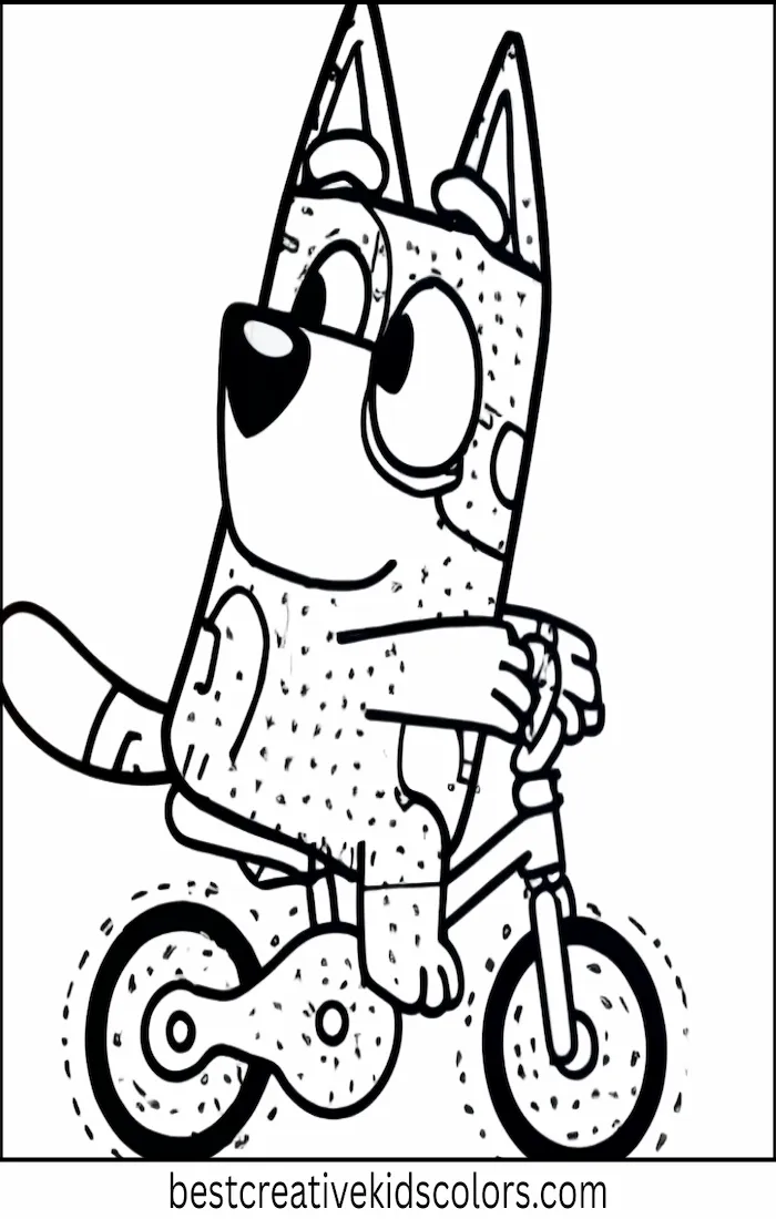 Bluey Rides Bike – Kids Coloring Outline