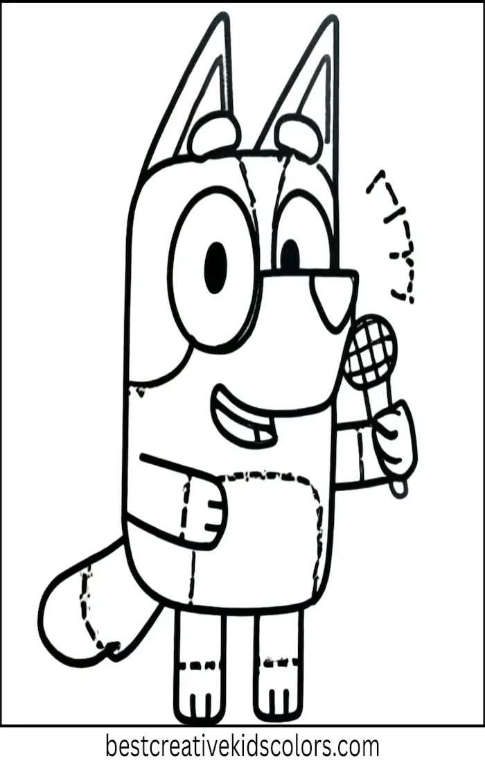 Bluey Sings with Microphone – Easy Coloring