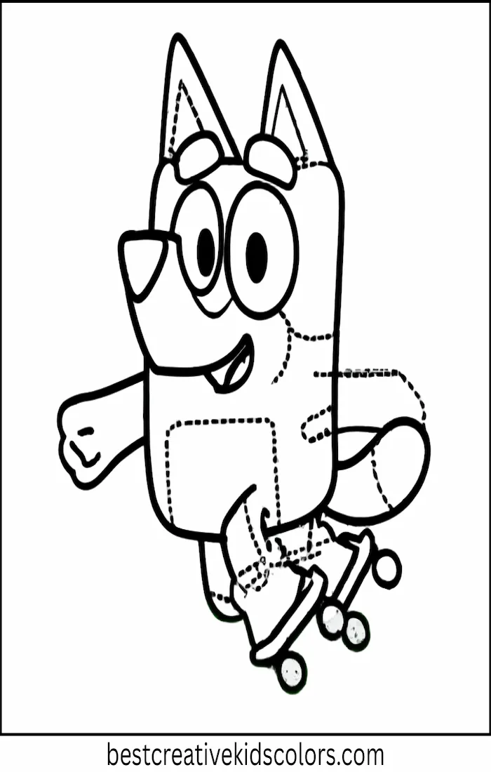 Bluey Skates in Yard – Easy Coloring