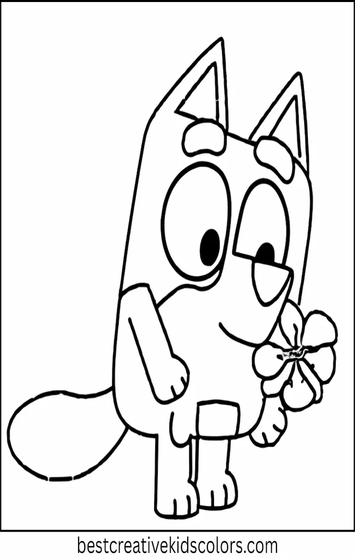 Bluey Smells Flowers – Kids Coloring Outline