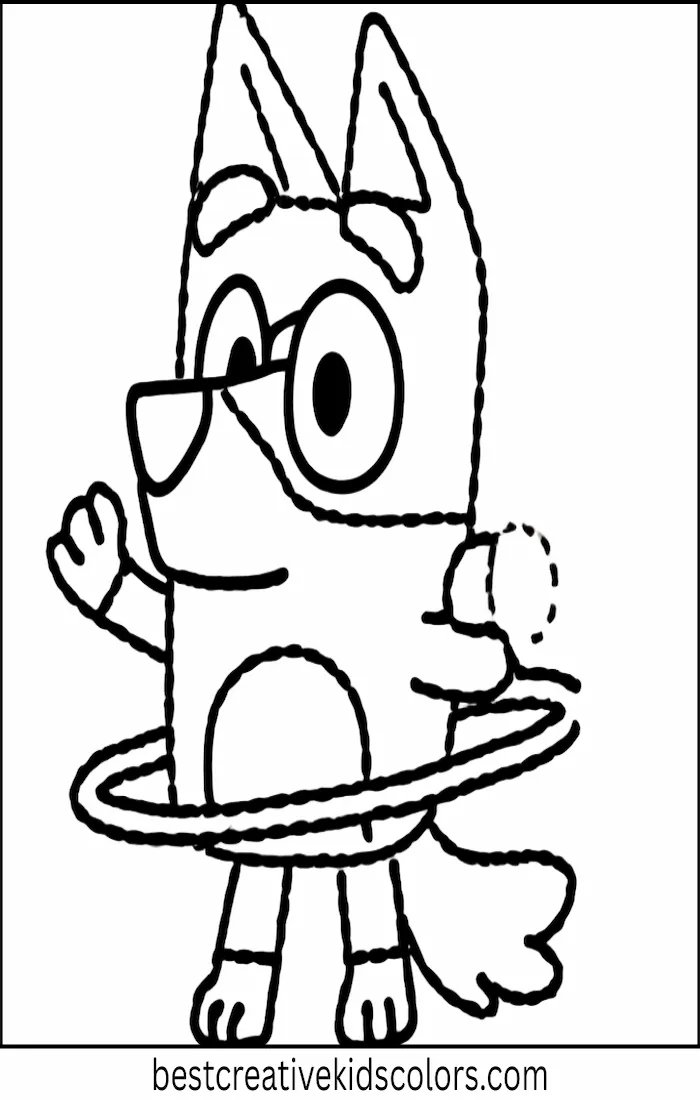 Bluey Spins Hula Hoop – Kids Coloring Outline