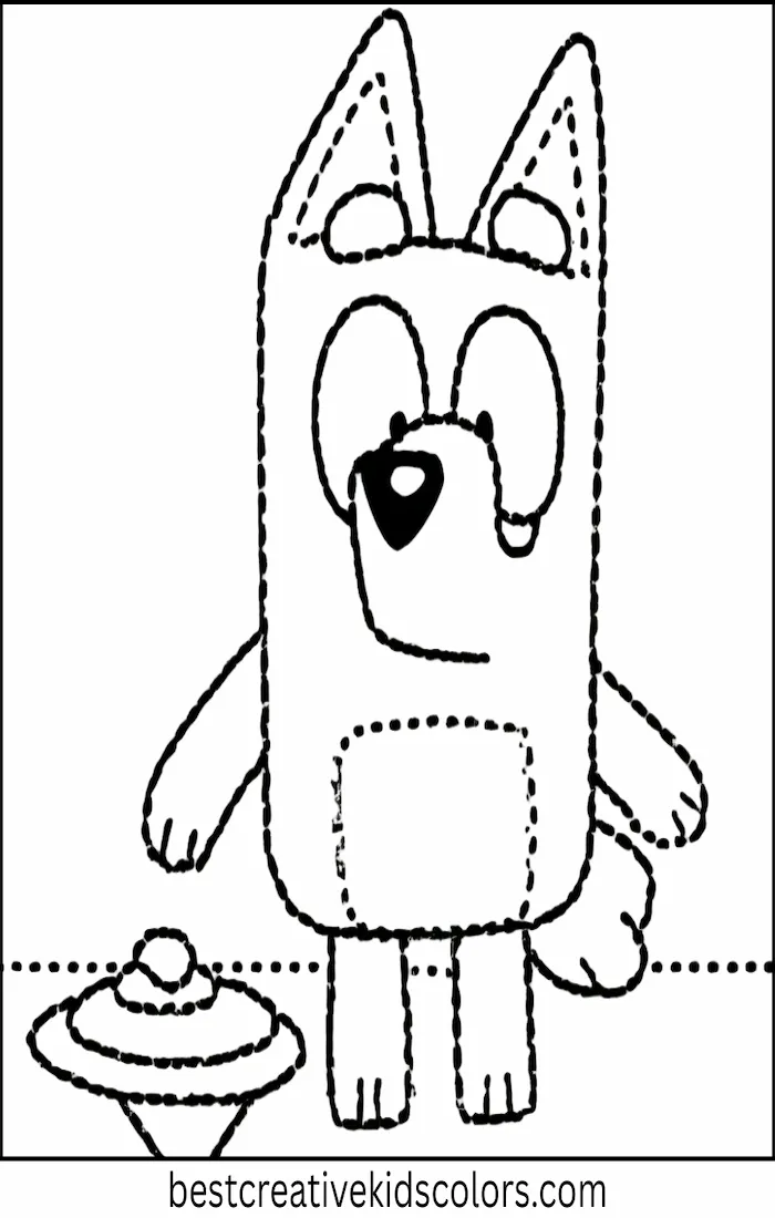 Bluey Spins Top – Kids Coloring Outline