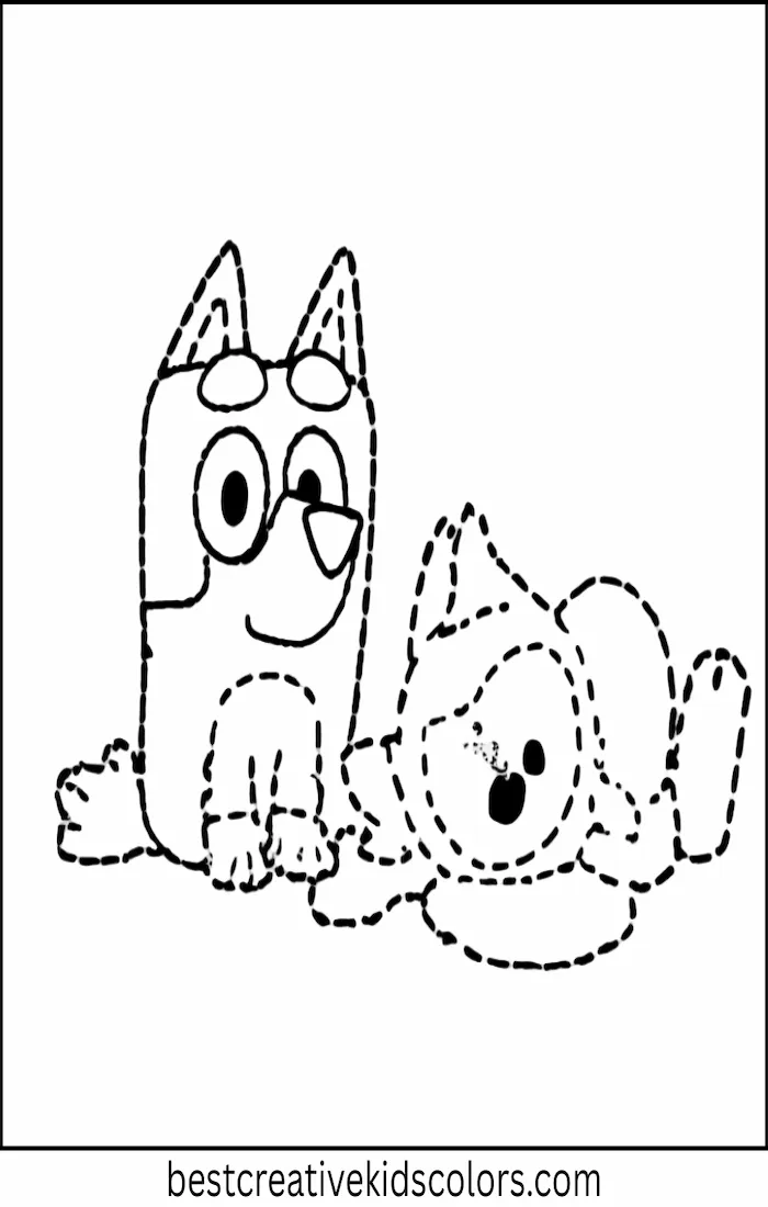 Bluey Watches Pom Pom Play – Easy Coloring