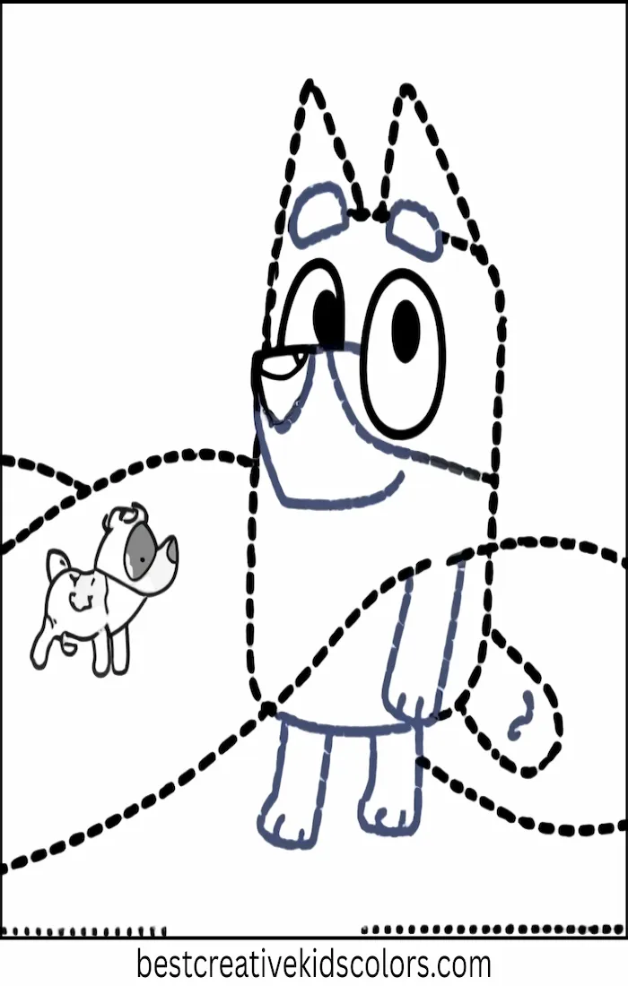 Bluey Watches Snickers Climb – Kids Coloring Outline