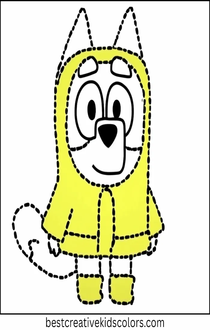 Bluey Wears Raincoat and Boots – Kids Coloring Outline