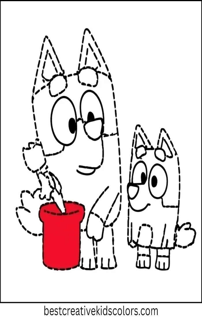 Bluey and Bingo Paint Together – Coloring Fun