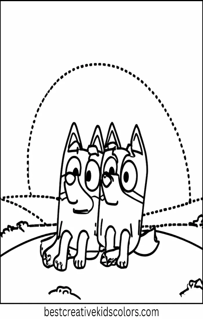 Bluey and Bingo Watch Sunset – Coloring Fun