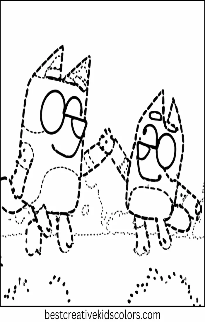 Bluey and Mackenzie Dance Together – Easy Coloring