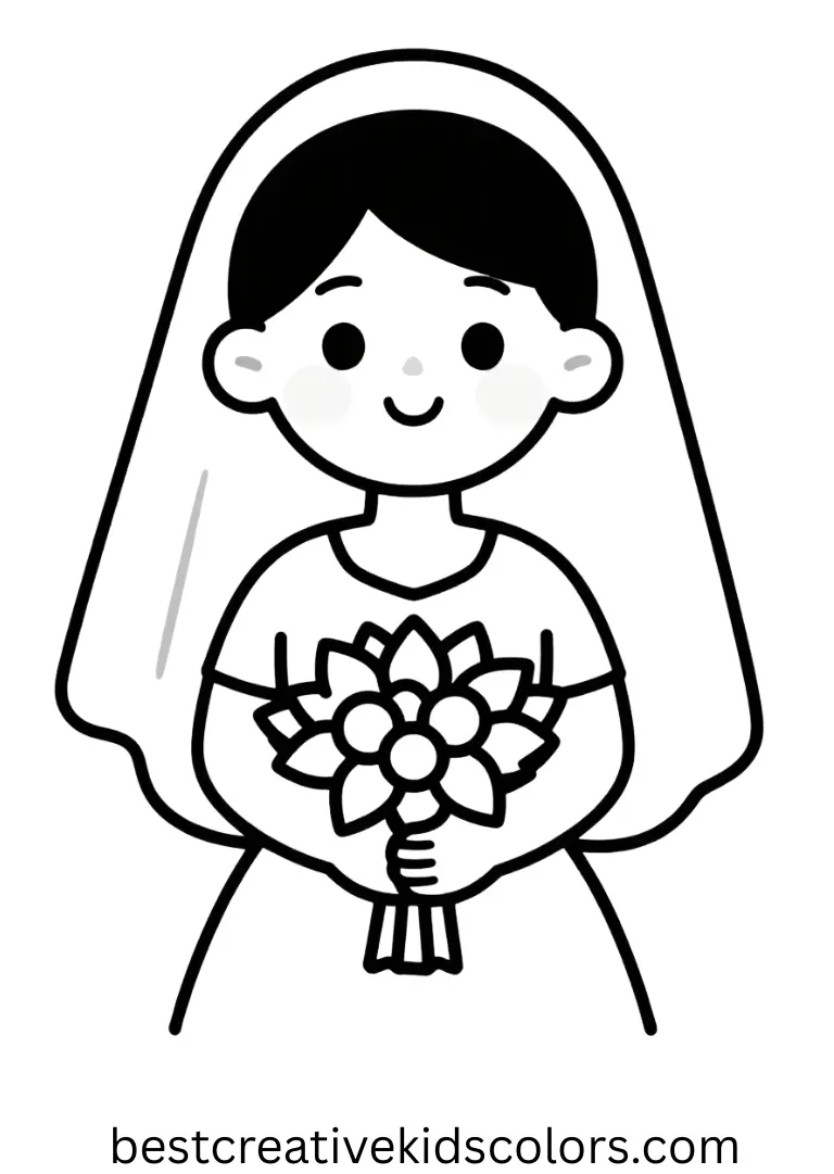 Bride coloring pages free Enjoy Bride coloring pages free, featuring charming and simple wedding scenes.
