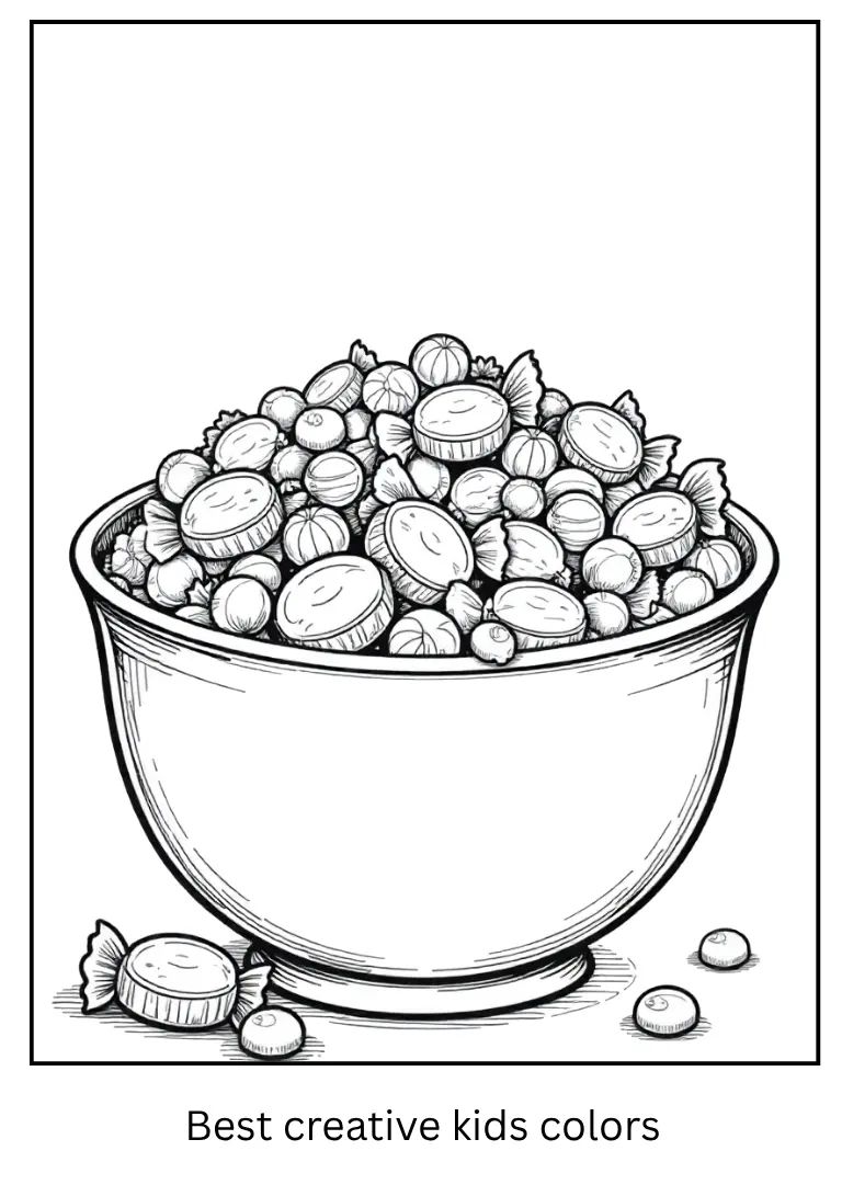 Candy Bowl Halloween Coloring Sheet