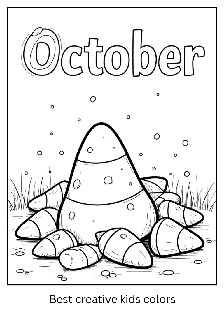 Candy Corn October Coloring Page