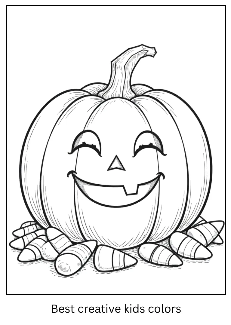 Candy Corn Pumpkin Halloween Coloring Page