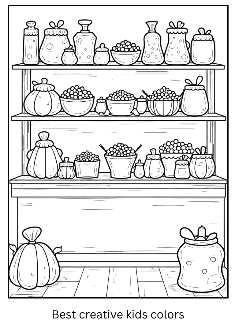 Candy Shop Halloween Coloring Page