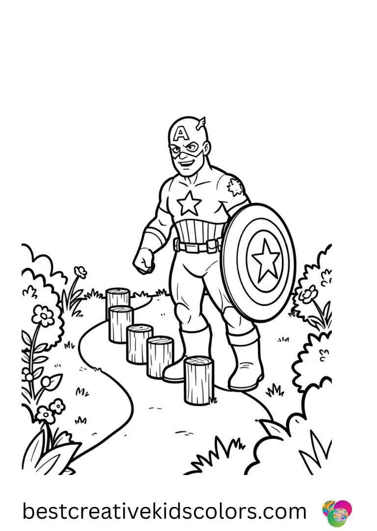 Floating a paper boat along a small stream, Free printable captain america coloring pages pdf captures joy.