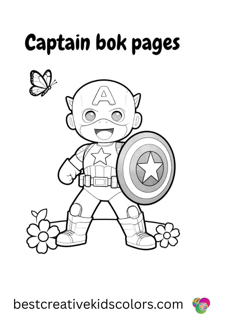 Following a butterfly across a flower patch, Captain america coloring book pages disney smiles with wonder.