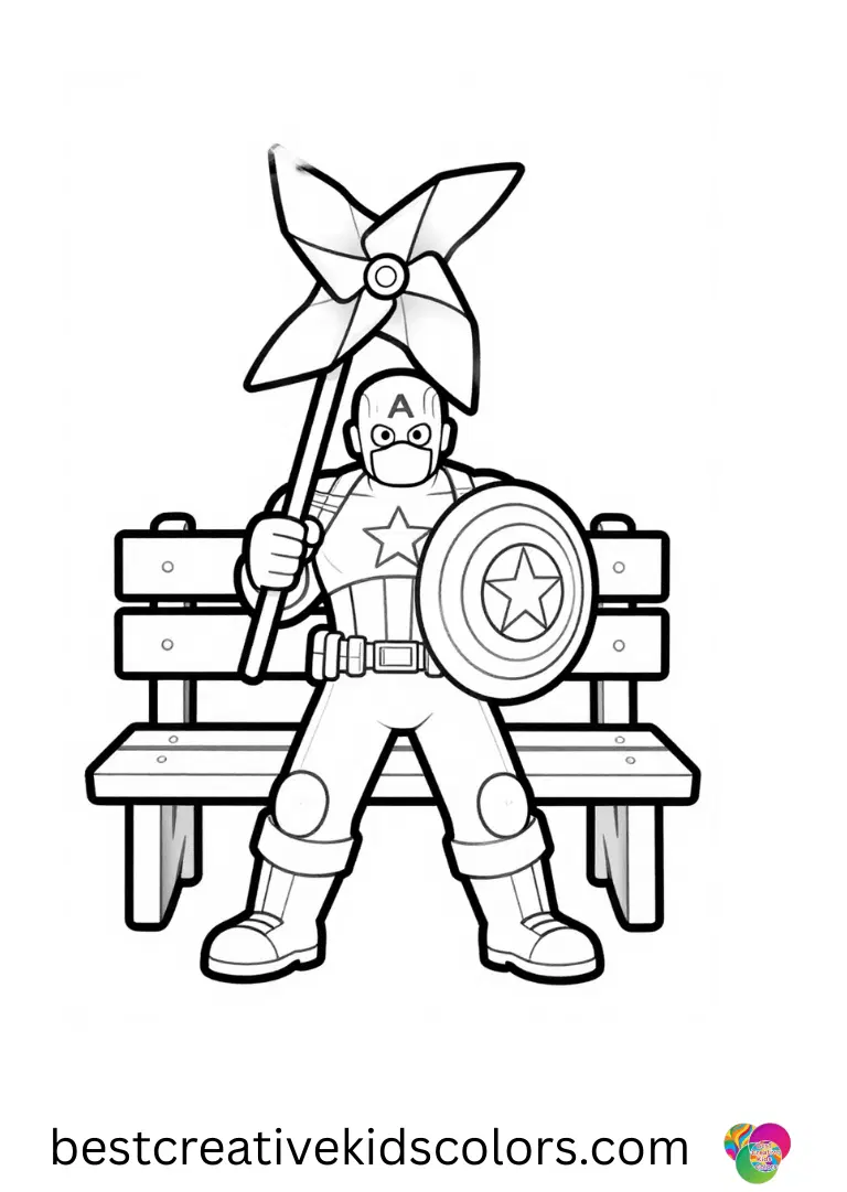 Spinning a small windmill in a quiet garden, Captain america coloring book pages pdf free enjoys sunny calm.