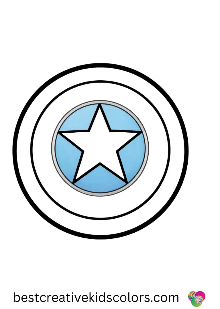 Spinning a colorful top along a wooden deck, Captain america shield coloring page disney is full of fun.