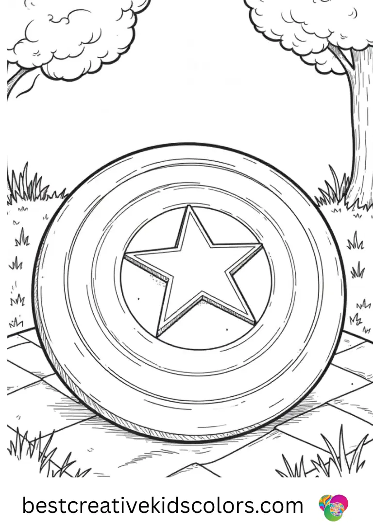 Captain america shield coloring page disney ends with the shield resting on a picnic blanket.