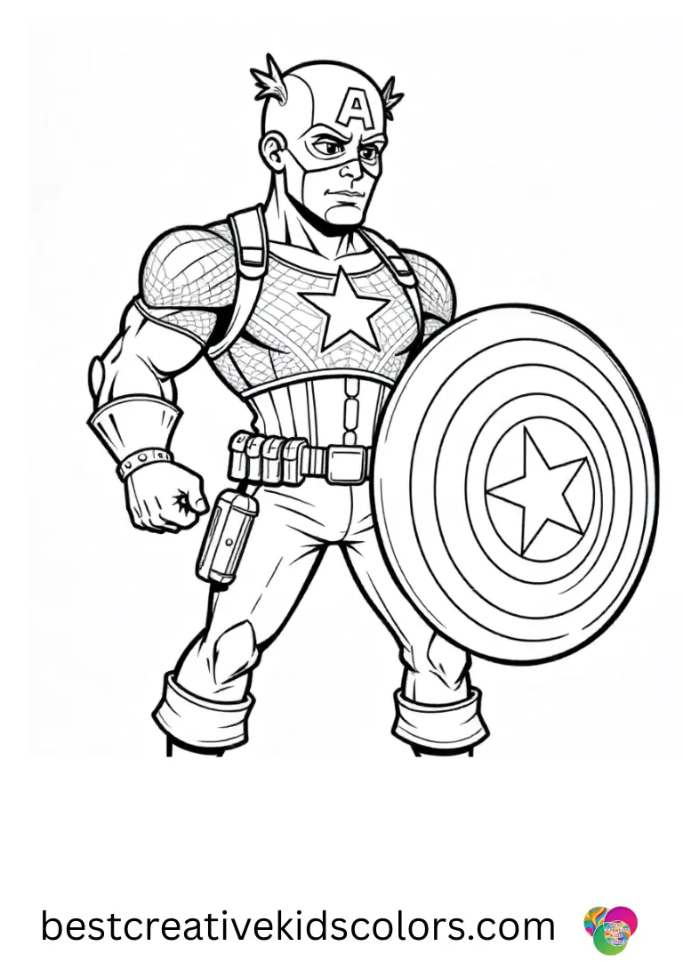 Captain america shield coloring page easy ends with him tracing chalk circles around the shield.