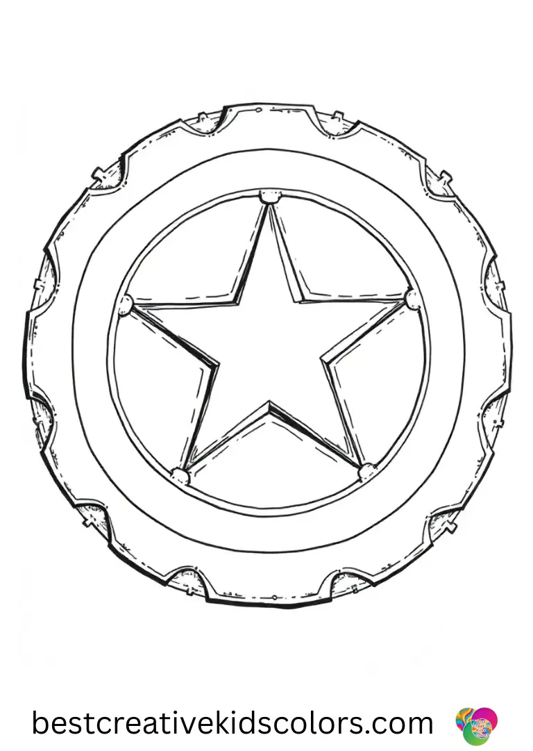 Captain america shield coloring page for adults focuses on carving wood stamps inspired by shield shapes.