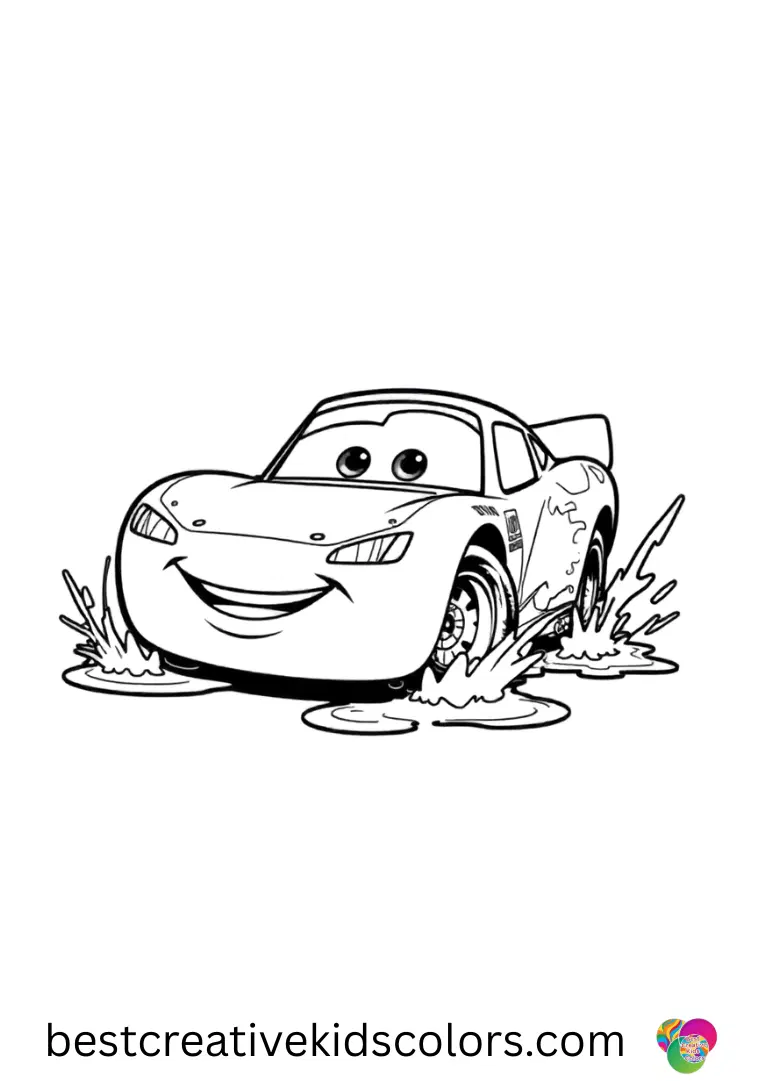 Cars lightning mcqueen coloring page pdf A gentle rainstorm splash is featured as Cars lightning mcqueen coloring page pdf navigates puddles.