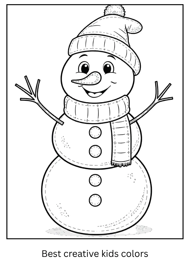 Cheerful Snowman Friend Coloring Page Cheerful Snowman Friend Coloring Page
