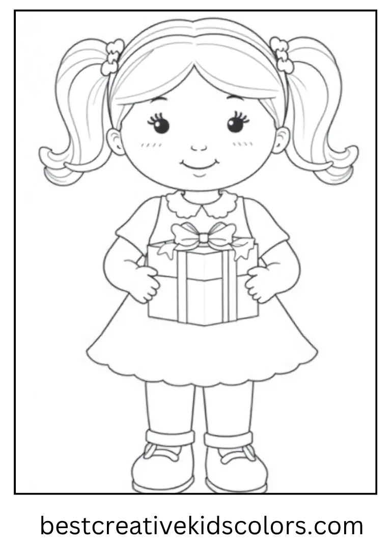 Christmas Doll Coloring Outline