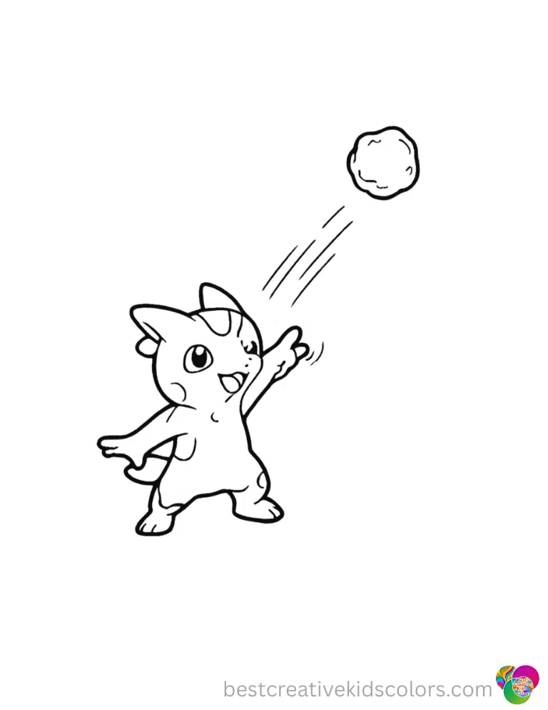 A Pokémon inside Christmas Pokémon Coloring Pages throws a soft snowball far away.
