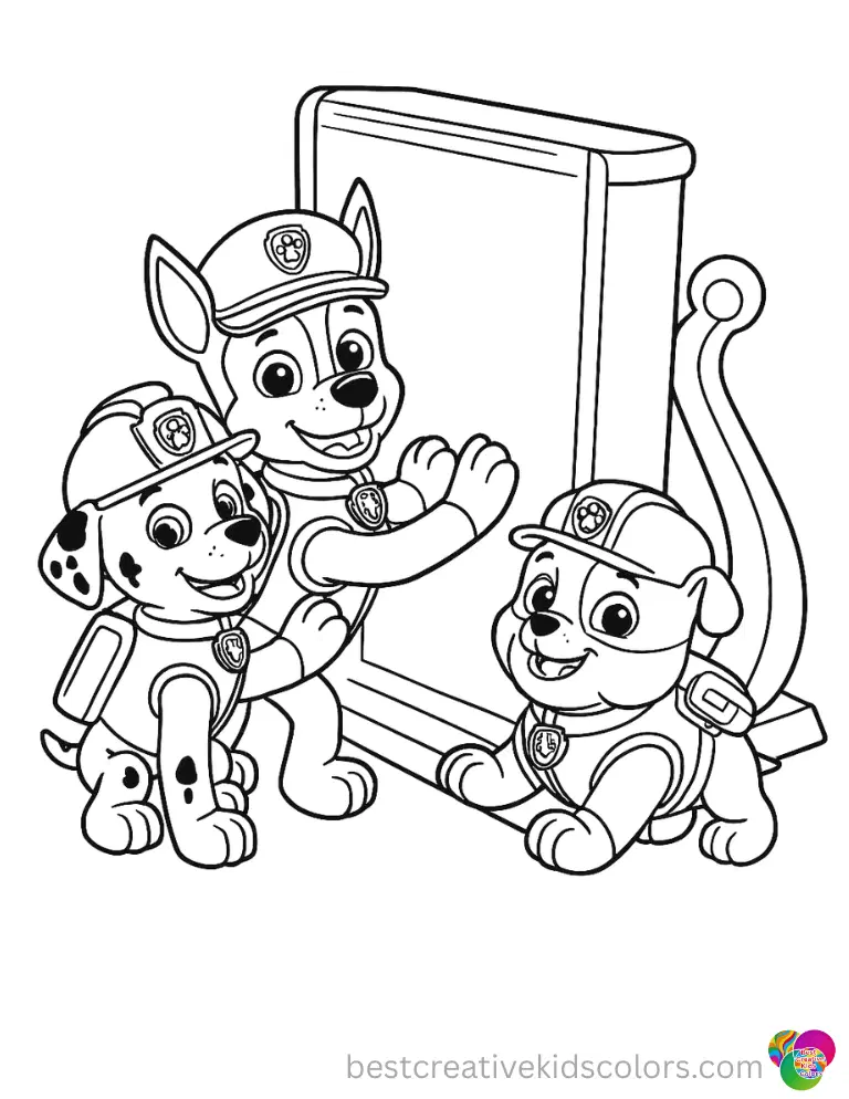 Color by numbers paw patrol elegantly features the pups lifting a heavy brass bookend.