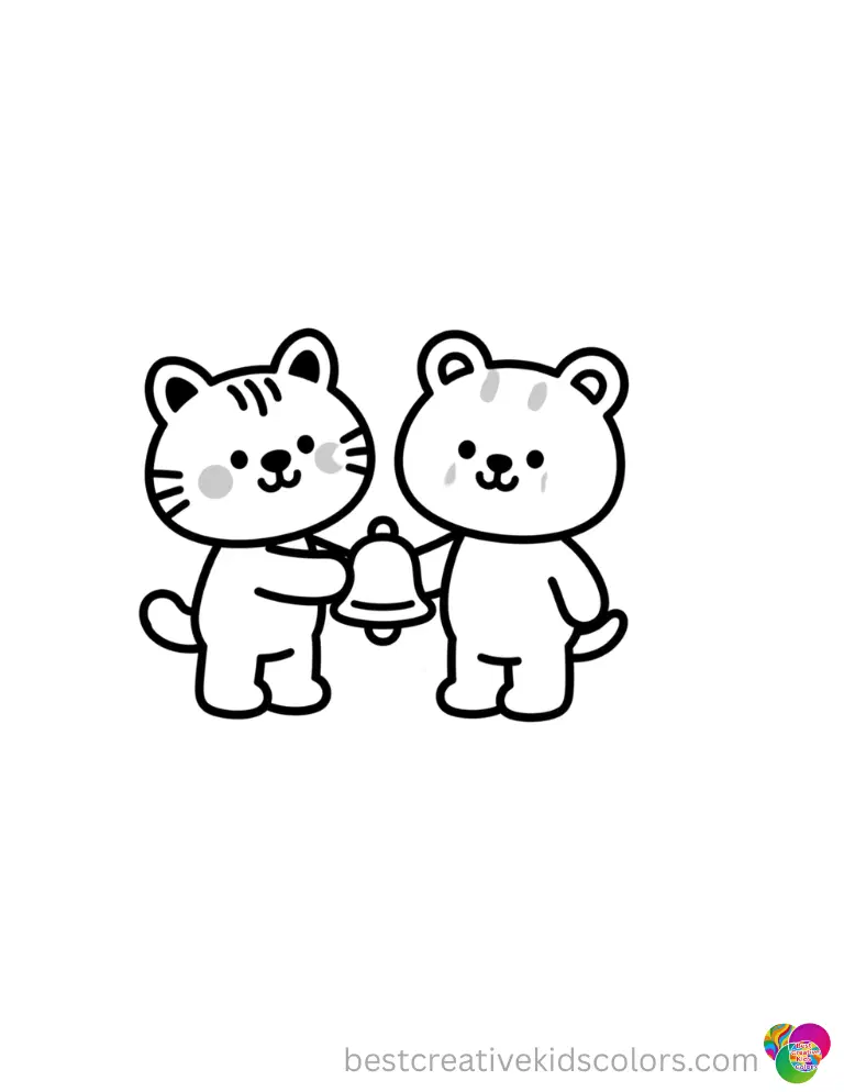 The neat Coloring book sanrio gracefully presents Sanrio characters carrying a hand bell.