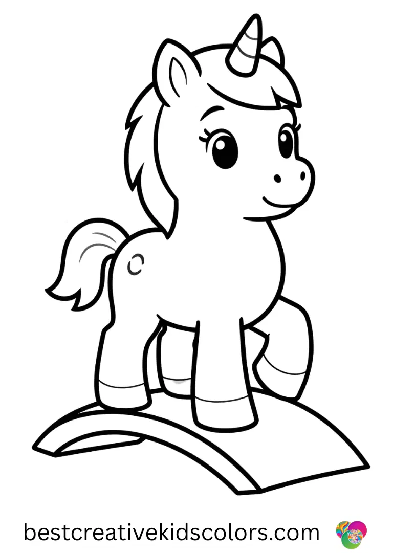 A playful pony tiptoes past a paper bridge in Coloring my little pony characters scene.
