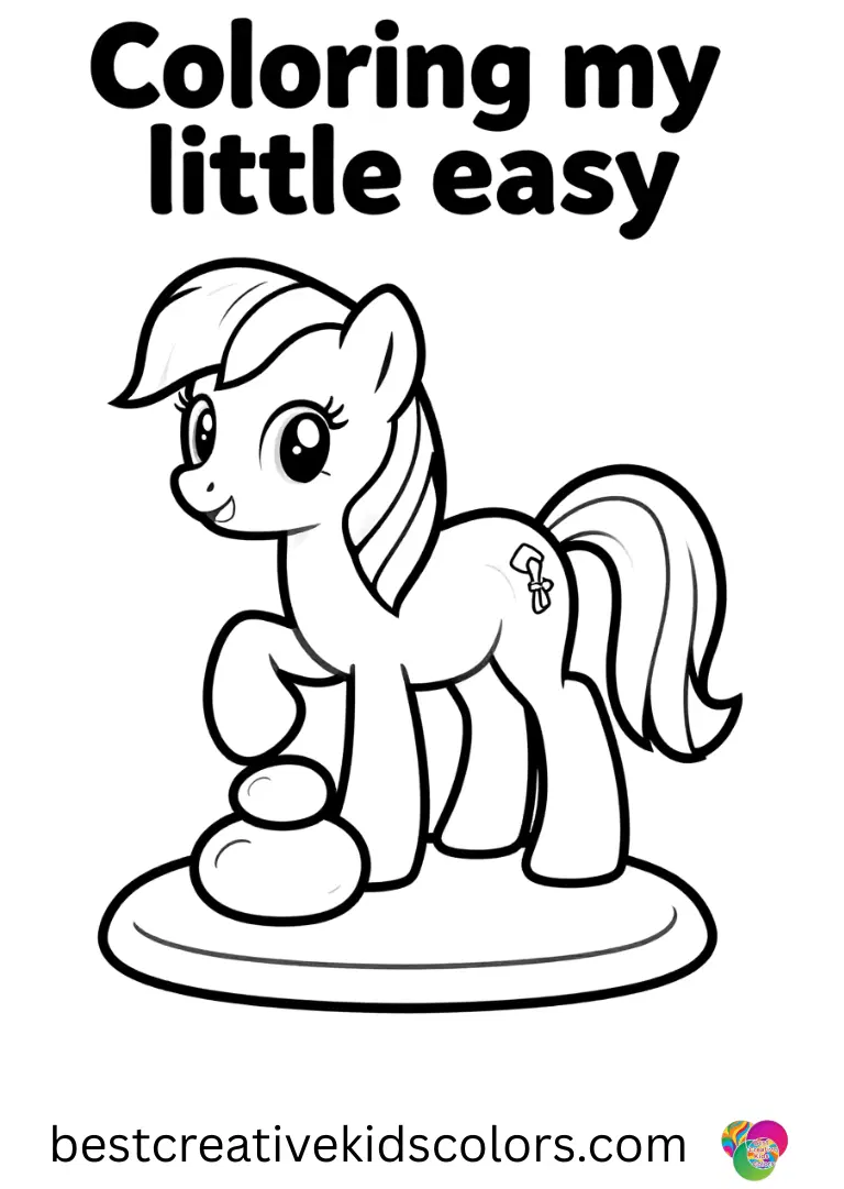 Coloring my little pony easy shows a pony balancing pebbles on a soft mat.