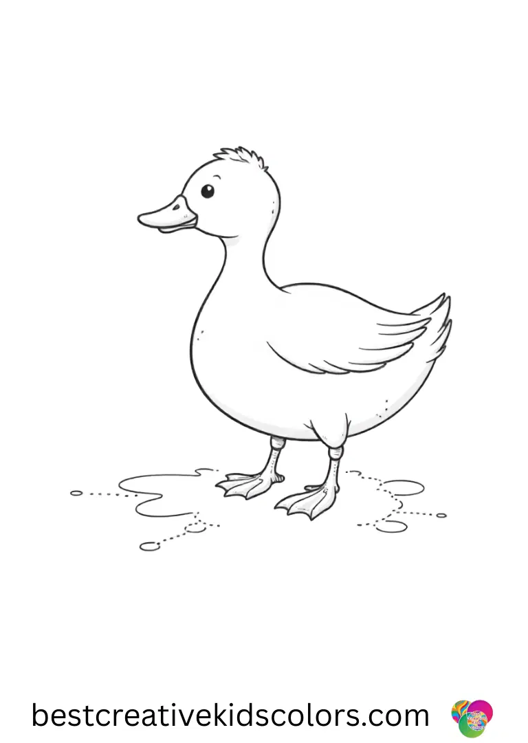 A duck poking dotted paths into thin frost appears in Coloring page February.