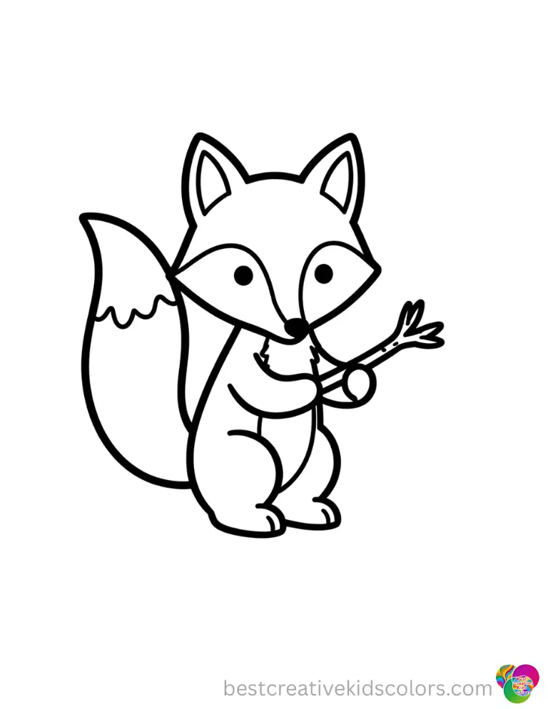 Coloring pages free printable fall elegantly features a friendly fox carrying a small twig.