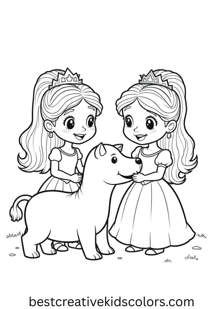 Princesses make small cardboard animals to display in Coloring pages printable.