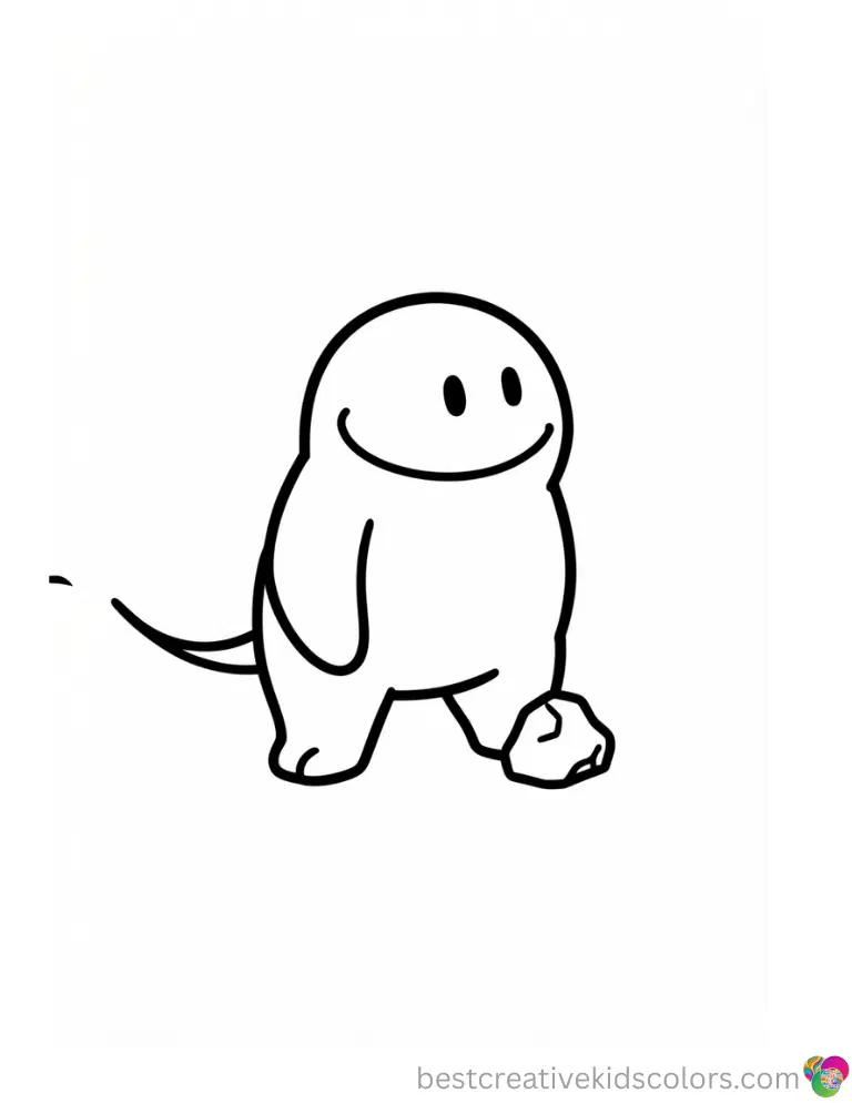 A completely normal Ditto transforms into a small rock on the ground inside coloring pokemon.